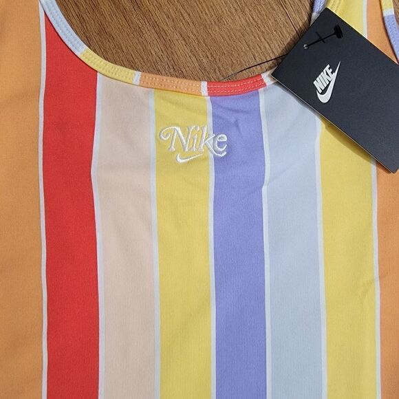 Nike Sportswear NSW Women's Striped Bodysuit Multicolor Brand New Cotton Fabric - Picture 2 of 5